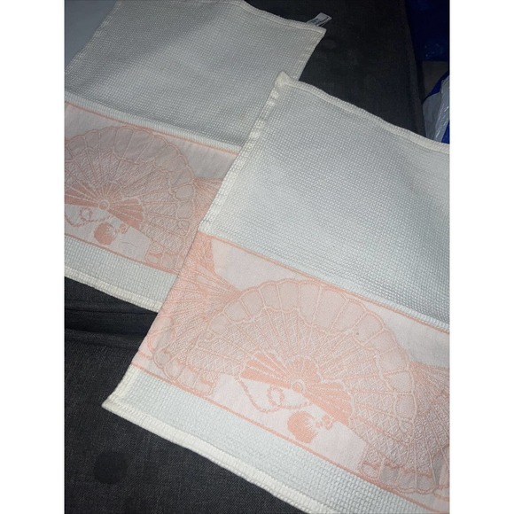 2 Le Jacquard Francais Peach Shell Border Renaissance Placemats Made France - Picture 3 of 5